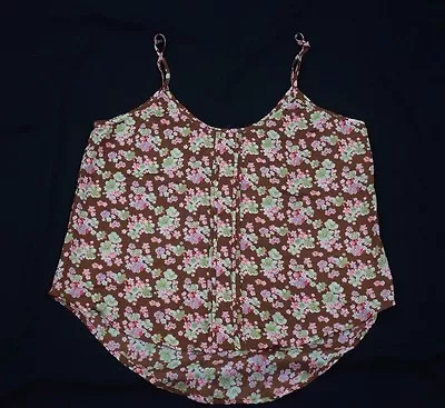 I Love H81 Brown Floral Spaghetti Strap Top Shirt Juniors Size M • $9.99