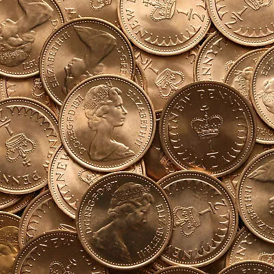 1971 Decimal 1/2p Half New Pence 7 X 50 Sealed Mint Rolls 350 Coins BU • £38