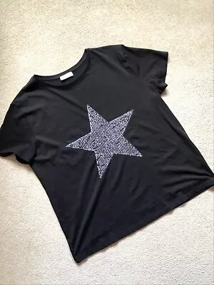 £3 • Buy Papaya Black Short Sleeve T-shirt With Silver Star, Size 16