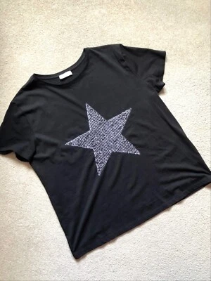 £3 • Buy Papaya Black Short Sleeve T-shirt With Silver Star, Size 16