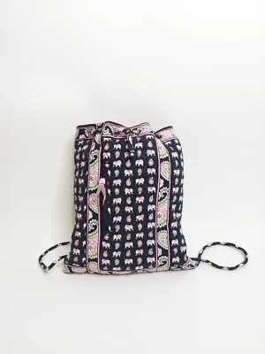 Vera Bradley Backpack Pink Elephant Paisley Sack Retired Pattern Drawstring  Bag • $12.99