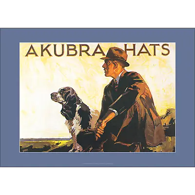 Akubra Hats Advertisement Art Print - 1920s Man With Dog - 3 Sizes Poster • $32.35