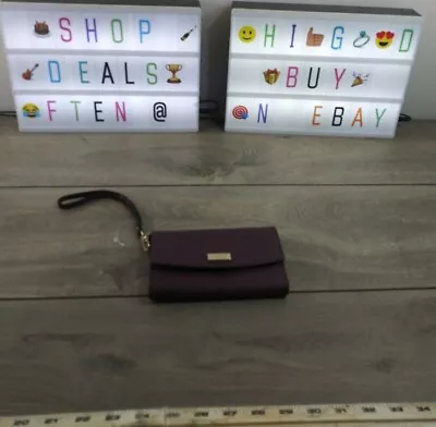 New With Cards Kate Spade Trifold IPhone Wristlet Wallet Plum Purple Look • £28.94