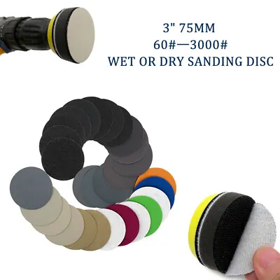 $8.99 • Buy 10 X 75mm 3  Sanding Discs 60-3000 Grit Orbital Sander Sandpaper Hook/Loop Pads
