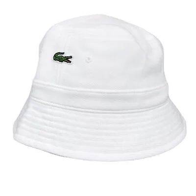 Lacoste Unisex Organic Cotton Knit Bucket Hat - White RK2056-001 • $54.99