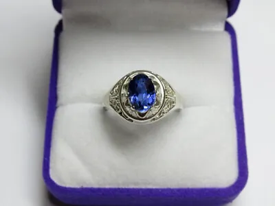 Vintage Russian Soviet Sterling Silver 925 Ring Sapphire Women's Jewelry 6.5 • $125