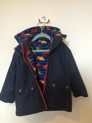 £15 • Buy Jojo Maman Bebe 4 In 1 Coat Age 2-3 Years Dinosaur Fleece Waterproof