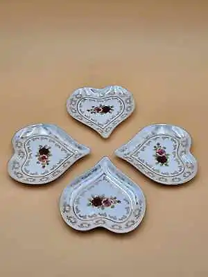 4 Vtg Haas & Czjzek Original Cobalt Heart Plates Fine Porcelain Czech Republic • $9.95