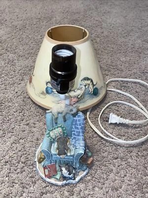 $34.99 • Buy Vintage Resin Cat Armchair Yarn Table Lamp  Light Matching Shade Kittens! SEE!