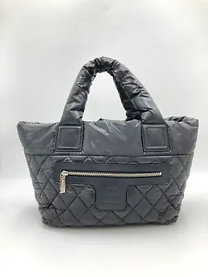 Used CHANEL Coco Cocoon Tote Bag Nylon Black Handbag With Serial Seal 14943 • $980.41