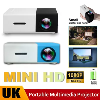 1080P HD Portable Mini Projector LED USB HDMI AV Home Theater Cinema Multimedia • £28.99