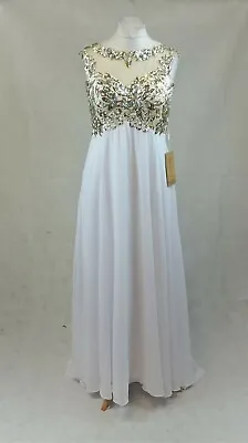 Amazing A-Line Beaded Open-Back Floor-Length Prom Dress Size 16 BOX1 QQ 10 • £45
