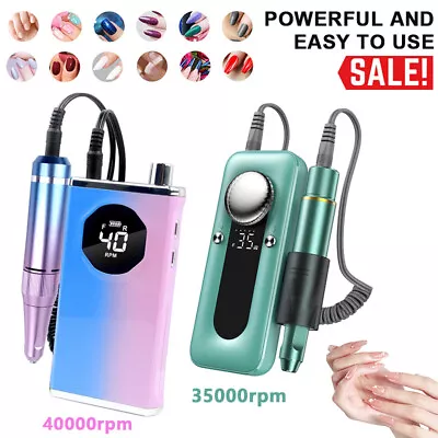 40000/35000RPM Rechargeable Electric Nail Drill Manicure Machine Portable Womens • $37.40