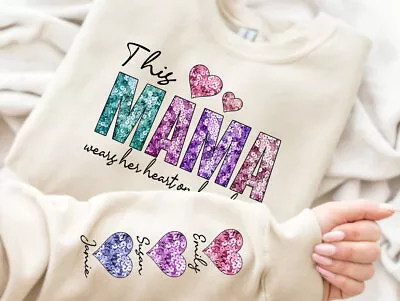 Custom Mom Sweatshirt Child Names On Slave Mothers Day Gift Crewneck • $22