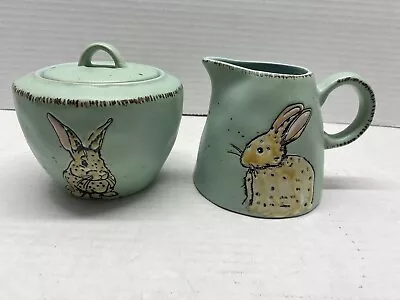 Inhomestylez Spectrum Designz Easter Bunny Rabbit  Green Creamer & Sugar SET • $28