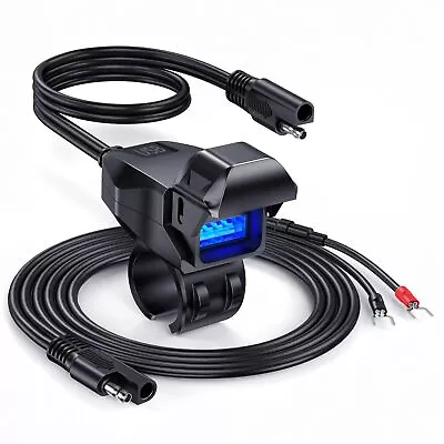 Motorcycle Phone Charger Quick Charge 3.0 Motorcycle USB Charger With LED Lig... • $21.40