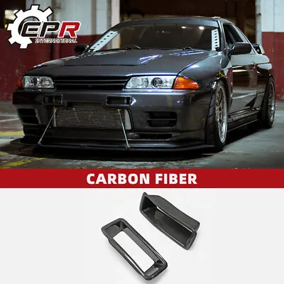 $196.56 • Buy For Nissan R32 Nis N1 Style Carbon Fiber Front Bumper Vents Air Duct Addon Trim