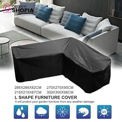 $36.99 • Buy Waterproof L Shape Furniture Cover Outdoor Garden Rattan Corner Sofa Protective