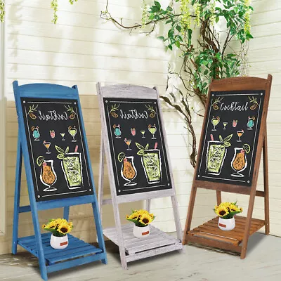 Magnetic Wipeable Wooden Blackboard Easel A-Frame Message Writing Chalkboard UK • £34.99