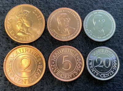 Mauritius 3 Coins Set 2 5 20 Cents UNC World Coins • $6.45