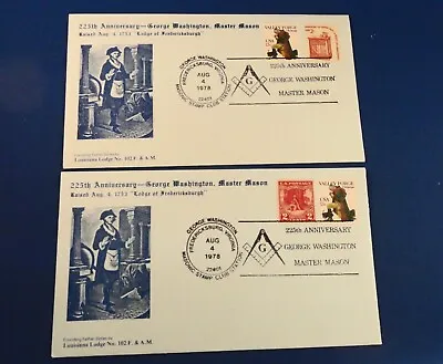 GEORGE WASHINGTON MASTER MASON COVERs - 225th ANNIV. Being Raised - MASONIC STAM • £19.24