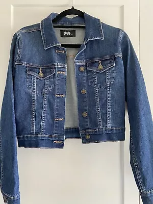 Ladies Denim Jacket Dotti Brand Blue Denim Jacket Crop Size 8 • $19