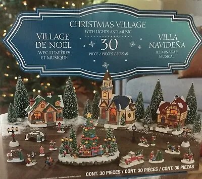 Christmas Holiday Village Scene Ornaments With Lights & Music 30 Pieces - Xmas • £145.95