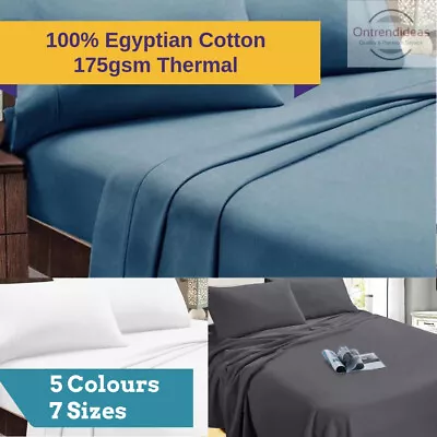 $69 • Buy Ramesses 100% Egyptian Cotton Flannelette Sheet Set Winter Thermal 175GSM Sheets