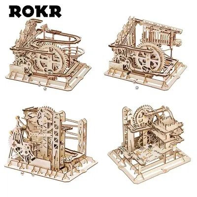 ROKR 3D Wooden Puzzles Marble Run Set DIY Roller Coaster Laser-Cut Model Toys • $36.99