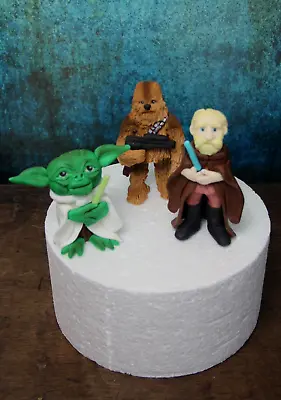 Star Wars Inspired Edible Handmade Wookiee Obi Wan Kenobi & Yoda Cake Topper • £59.99