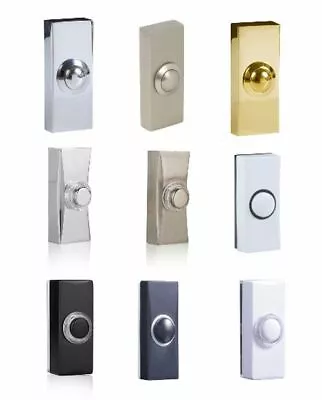 Wired Door Bell Replacement Push Button Unlit/Lit Byron White Black Chrome Brass • £6.98