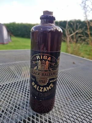 Riga Black Balsam Ceramic Flagon Bottle Dark Brown Glaze Handmade In Germany • £6