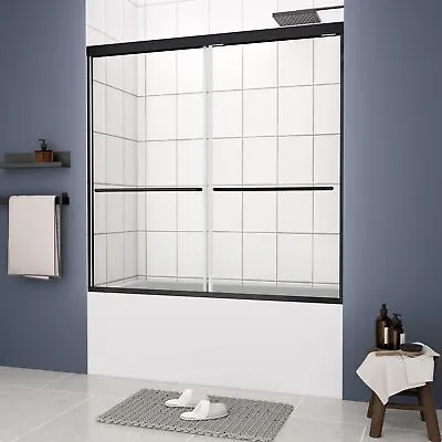 KPUY Double Sliding Shower Tub Door 56  - 60  X 58  Semi-Frameless 1/4'' Glass • $417.49