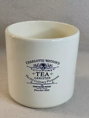 Williams Sonoma Charlotte Watson’s Country Tea Canister Crock NO LID Cream&Blue • £18.49