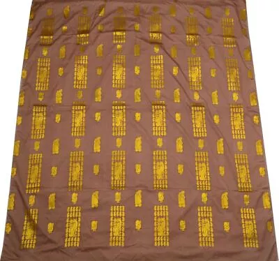 Vintage Sari Multi Purpose Fabric Piece For Sew Craft Zari Woven Art Silk Brown • $10.34