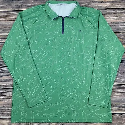 Smith & Quinn 1/4 Zip Pullover Green Monster All Over Print Pattern Golf Polo XL • $35