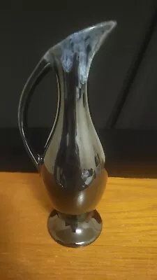 Vintage Anna Van Briggle Pottery Ewer Pitcher Drip Glaze Black Signed 7.75 In. • $25