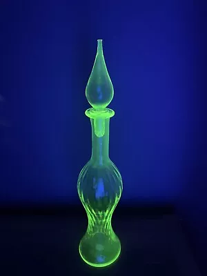 Uranium Glass Vaseline Empoli 21.5” Decanter With Stopper -Extremely Rare • $1799.10