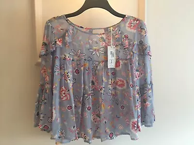 M&s Indigo Collection Blue Floral Blouse Size 12 Bnwt  • £4.99