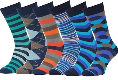 EASTON MARLOWE 6-Pack NAVY-Bright Colors Dress Socks; Men's US Size 10-13 NEW! • $18.99