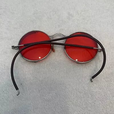 Vintage WWII Era WELSH Red Lens SAFETY Eye GLASSES • Goggles Sunglasses • $41.95