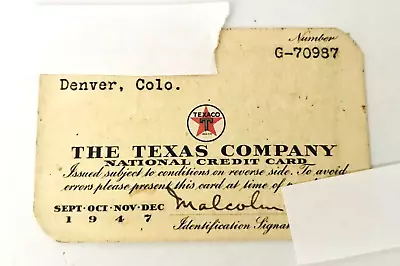 1947 Texas Company Texaco Denver CO Collectors Credit Card Paper Expired Vtg. • $21.95