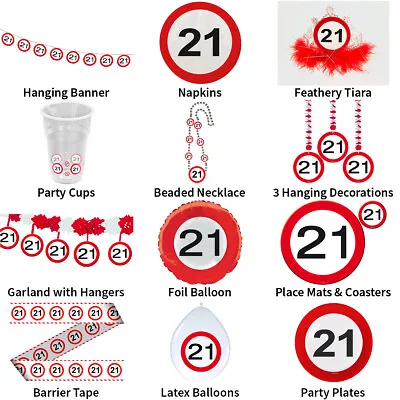 £5.59 • Buy 21st Birthday Traffic Signs Theme - Partyware Complete Selection