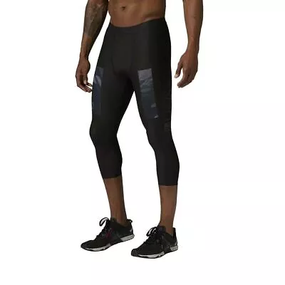 [AI1378] Mens Reebok RCF Crossfit Cross Training Compression 3/4 Tights - Black • $34.99