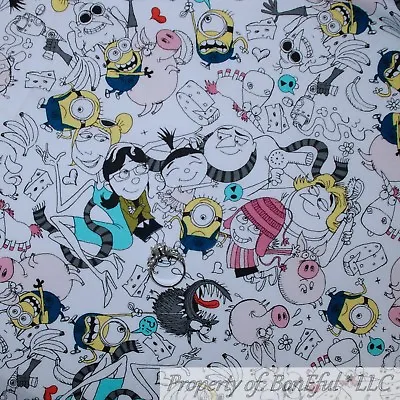 BonEful FABRIC FQ Cotton Quilt Blue White Red Yellow Minion Despicable Me Movie • $5.07