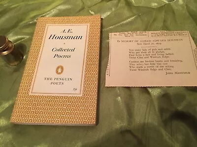 A. E. HOUSMAN Collected Poems [The Penguin Poets] 1956 1st Thus VERY GOOD • £8.99