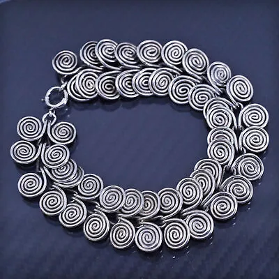 7” Vintage Mexican Sterling Silver 925 Handmade Spiral Link Chain Bracelet • $89