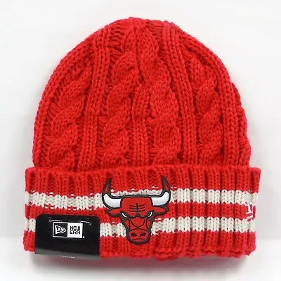 New Era Men's NBA Chicago Bulls Team Colors Stripe Winter Knit Beanie Hat • £23