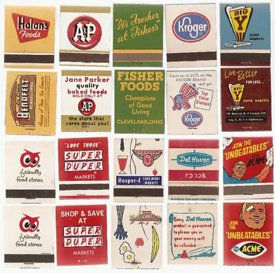 Grocery Store Matchbooks 1950's Vintage Set Of 10 Original NOS Matches A&P Acme • $126.65