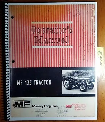Massey Ferguson MF 135 MF135 Tractor Owner's Operator's Manual 1448 077 M4 8/71 • $16.99
